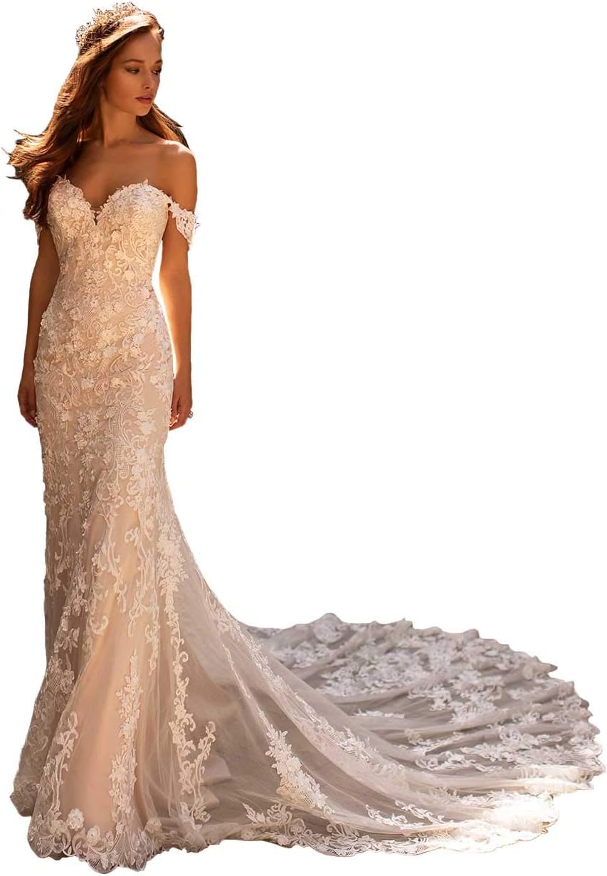 Women's Beach Wedding Dresses for Bride 2025 Long Lace Wedding Bridal Gowns