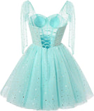 Sparkly Strarry Tulle Homecoming Dresses for Teens 2027 A Line Short Cocktail Party Gowns