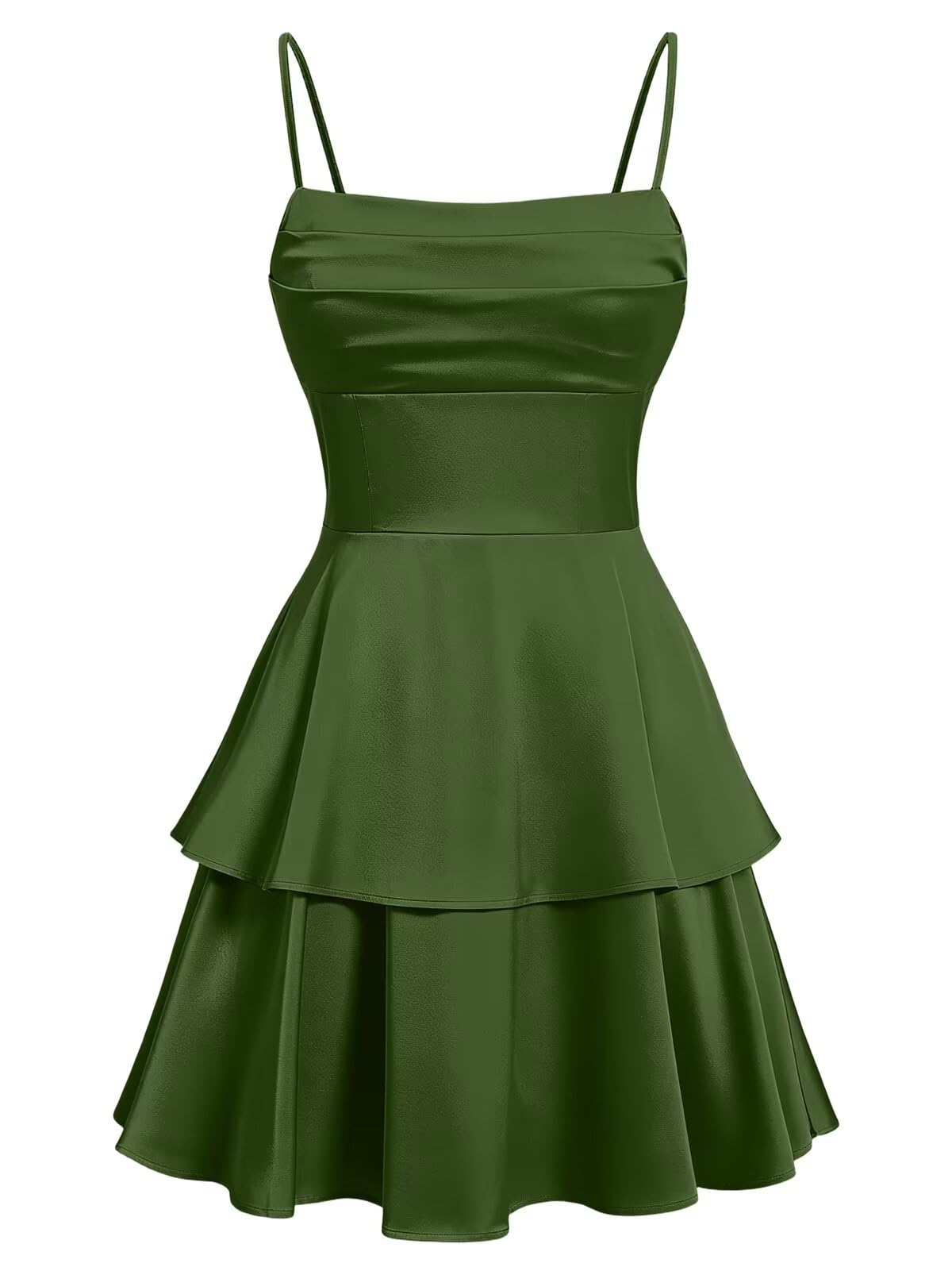 Tiered Satin Homecoming Dresses for Teens Short A Line Tight Spaghetti Strap Formal Cocktail Party Gown 2026