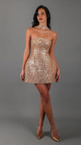 Strapless Sequin Homecoming Dresses for Teens Short Prom Dress Sparkly A-Line Cocktail Party Gowns with Pockets