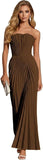 Women's Strapless Pleated Bridesmaid Dress Elegant Sweetheart Neck Formal Prom Gown for Wedding Guest