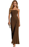 Women's Strapless Pleated Bridesmaid Dress Elegant Sweetheart Neck Formal Prom Gown for Wedding Guest