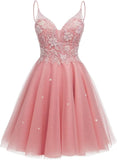 Sparkly Tulle Homecoming Dresses Short Lace Prom Dresses for Teens Mini Cocktail Dress