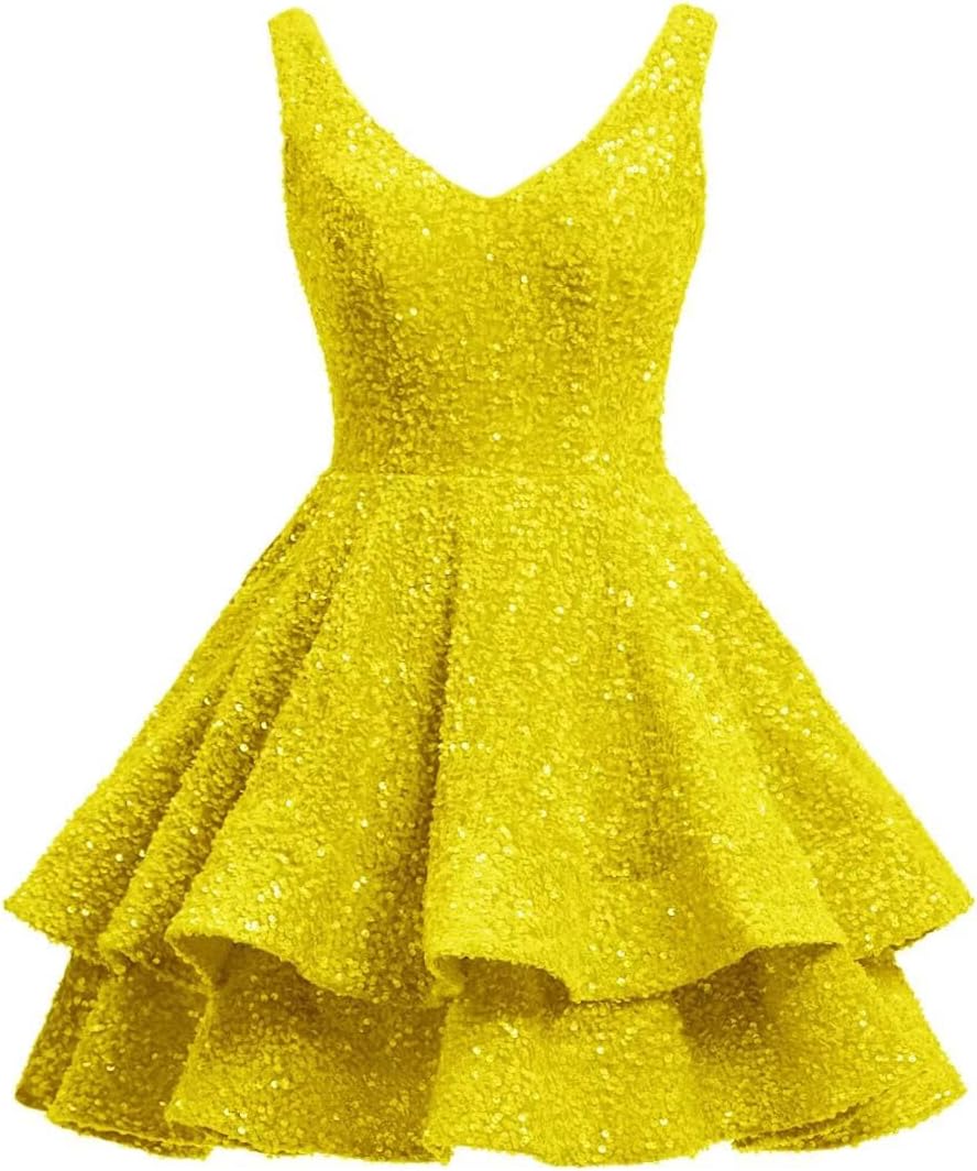 Short 2026 Sparkly Sequin Homecoming Dress for Teen Tiered Corset Ball Prom Cocktail Party Gown for Women