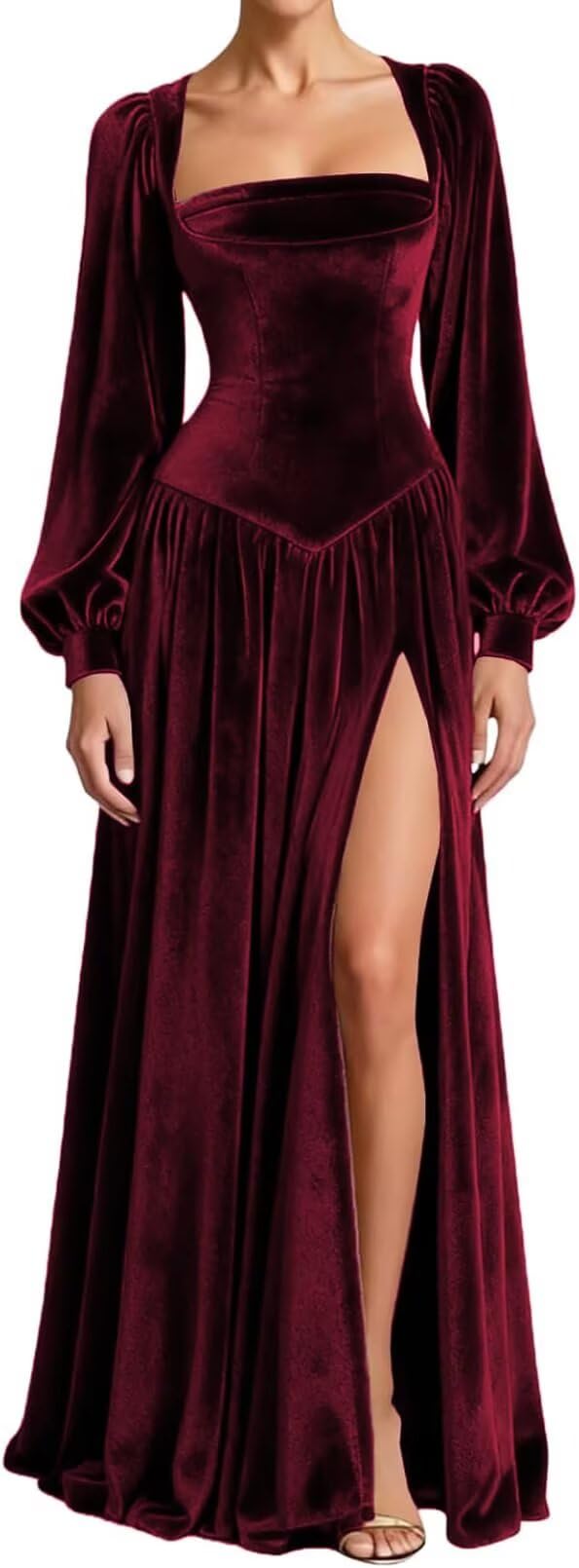 Kingbridal Gowns Long Sleeve Prom Dresses for Women 2027 Velvet Formal Dress with Slit Long A-line Evening Party Gowns
