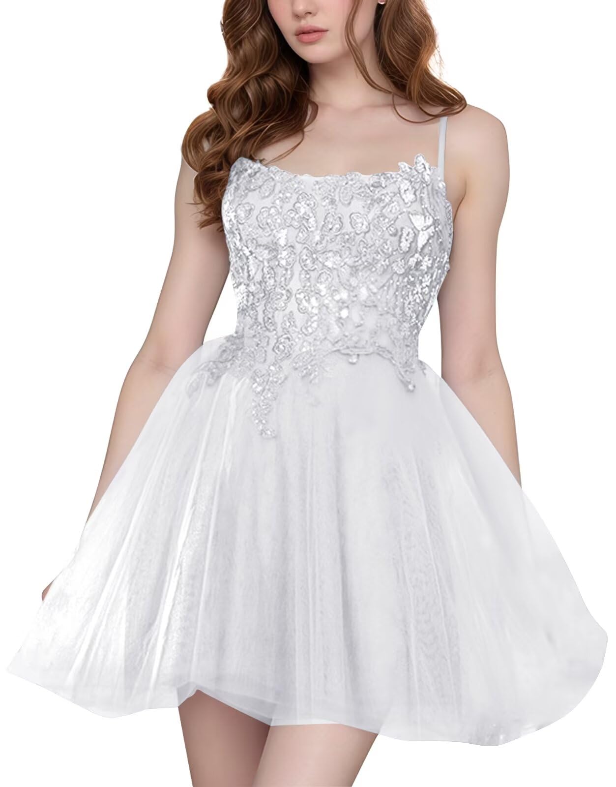Tulle Homecoming Dresses Short Wedding Dresses 2026 Spaghetti Strap Prom Dress A Line Lace Applique Formal Party Gown