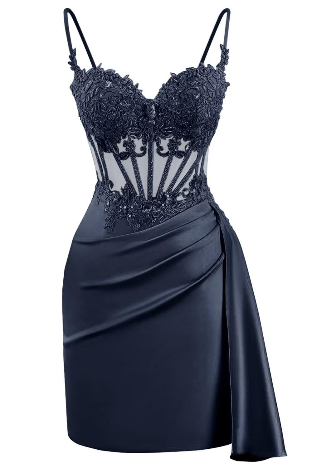 Lace Satin Homecoming Dresses for Teens 2027 Short Prom Dress Spaghetti Straps Corset Cocktail Formal Evening Gowns