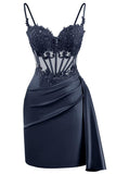 Lace Satin Homecoming Dresses for Teens 2027 Short Prom Dress Spaghetti Straps Corset Cocktail Formal Evening Gowns