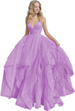 Women's Sparkly Tulle Prom Dress 2023 Long Ball Gown Spaghetti Straps Quinceanera Dress