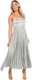 Midi Pleated Bridesmaid Dresses for Women Tea Length Formal Wedding Guest Dresses Prom Formal Gowns