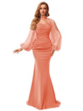 Kingbridal Gowns Long Sleeve Prom Dresses 2026 Mermaid Satin Formal Dress for Women Sparkly Sequin Halter Neck Evening Party Gowns