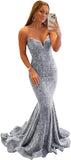Vestido de fiesta con tirantes finos y lentejuelas, vestido de noche de sirena brillante con abertura, vestidos largos para mujer 2024 
