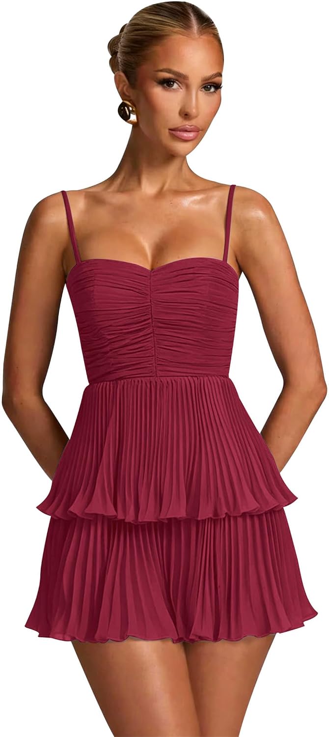 Chiffon Homecoming Dresses for Teens 2026 Spaghetti Straps Short Mini Dress A Line Formal Cocktail Party Prom Dress