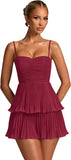 Chiffon Homecoming Dresses for Teens 2026 Spaghetti Straps Short Mini Dress A Line Formal Cocktail Party Prom Dress
