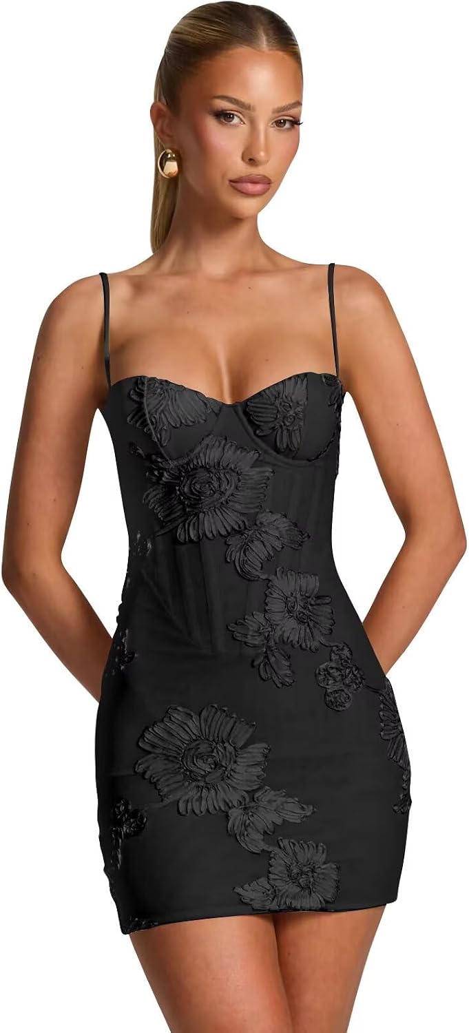 Spaghetti Straps Short Homecoming Dresses 2026 Mini Tight Embroidery Corset Prom Evening Cocktail Dress