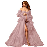 Tulle Maternity Dresses for Photoshoot Long Puffy Bridal Lingeria Robe Pregnancy Gowns Bathgown BabyShower Dress