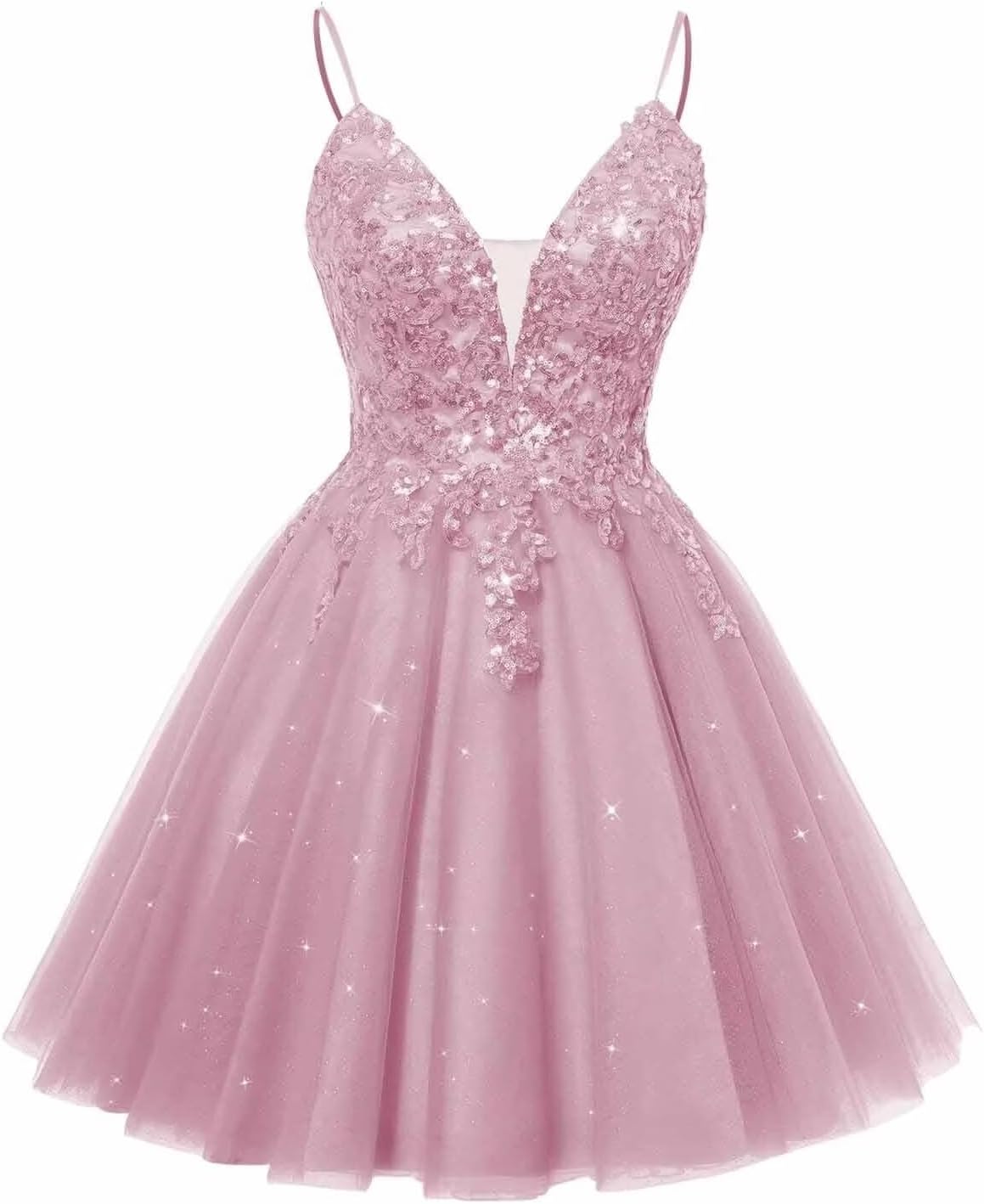 Spaghetti Straps Sequin Lace Appliques Short Homecoming Dresses for Teens Glitter Tulle Prom Party Dresses