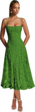 Lace Jacquard Bridesmaid Dresses for Women 2027 Spaghetti Straps Ruffle Formal Wedding Guest Dress