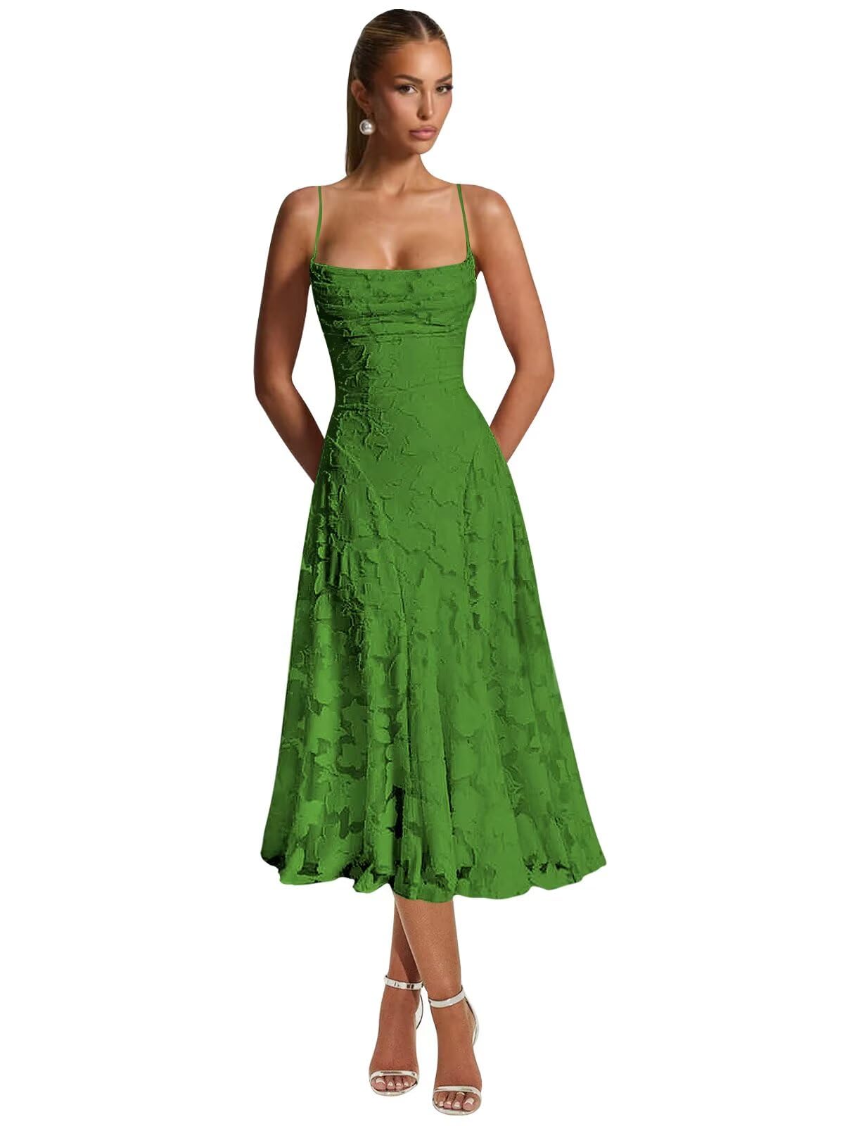 Lace Jacquard Bridesmaid Dresses for Women 2027 Spaghetti Straps Ruffle Formal Wedding Guest Dress Formal Evening Dress