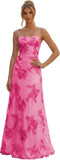 Floral Embroidery Prom Dresses for Women Spaghetti Straps A Line Formal Maxi Dress