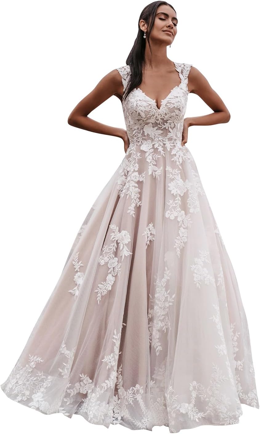 Women's Beach Wedding Dresses for Bride 2025 Long Lace Wedding Bridal Gowns
