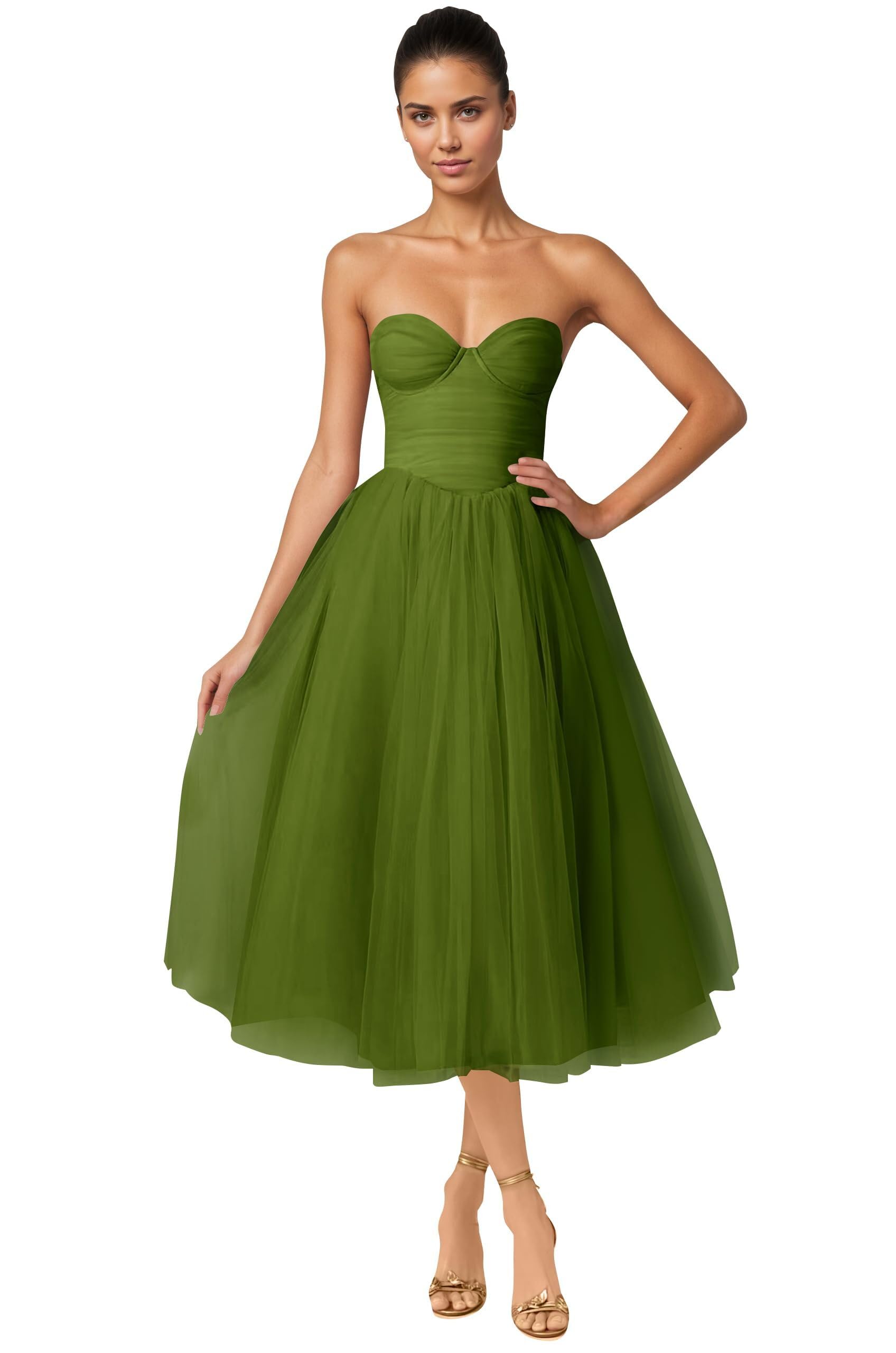 Strapless Prom Dresses Sweetheart Tulle Ball Gowns Corset Short Homecoming Dresses Pleated Lace-up Evening Dresses