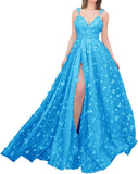 Sparkly Prom Dresses for Teens 2027 3D Butterfly Tulle Spaghetti Straps Long Slit Backless Party Gowns