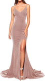 Women's Prom Dress Long High Slit Mermaid Formal Evening Gown for Wedding