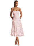 Lace Jacquard Bridesmaid Dresses for Women 2027 Spaghetti Straps Ruffle Formal Wedding Guest Dress Formal Evening Dress