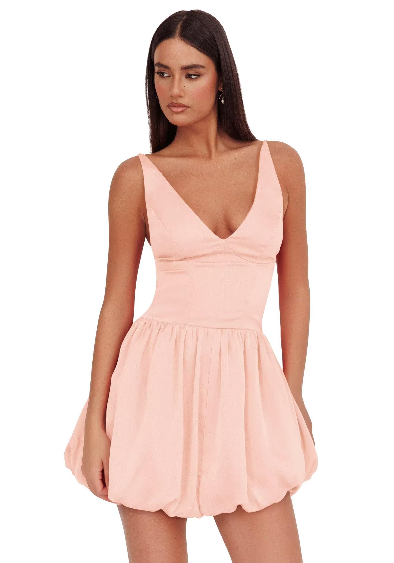 V Neck Satin Homecoming Dresses for Teens 2027 Short Prom Dress A-Line Backless Cocktail Party Gowns with Pockets