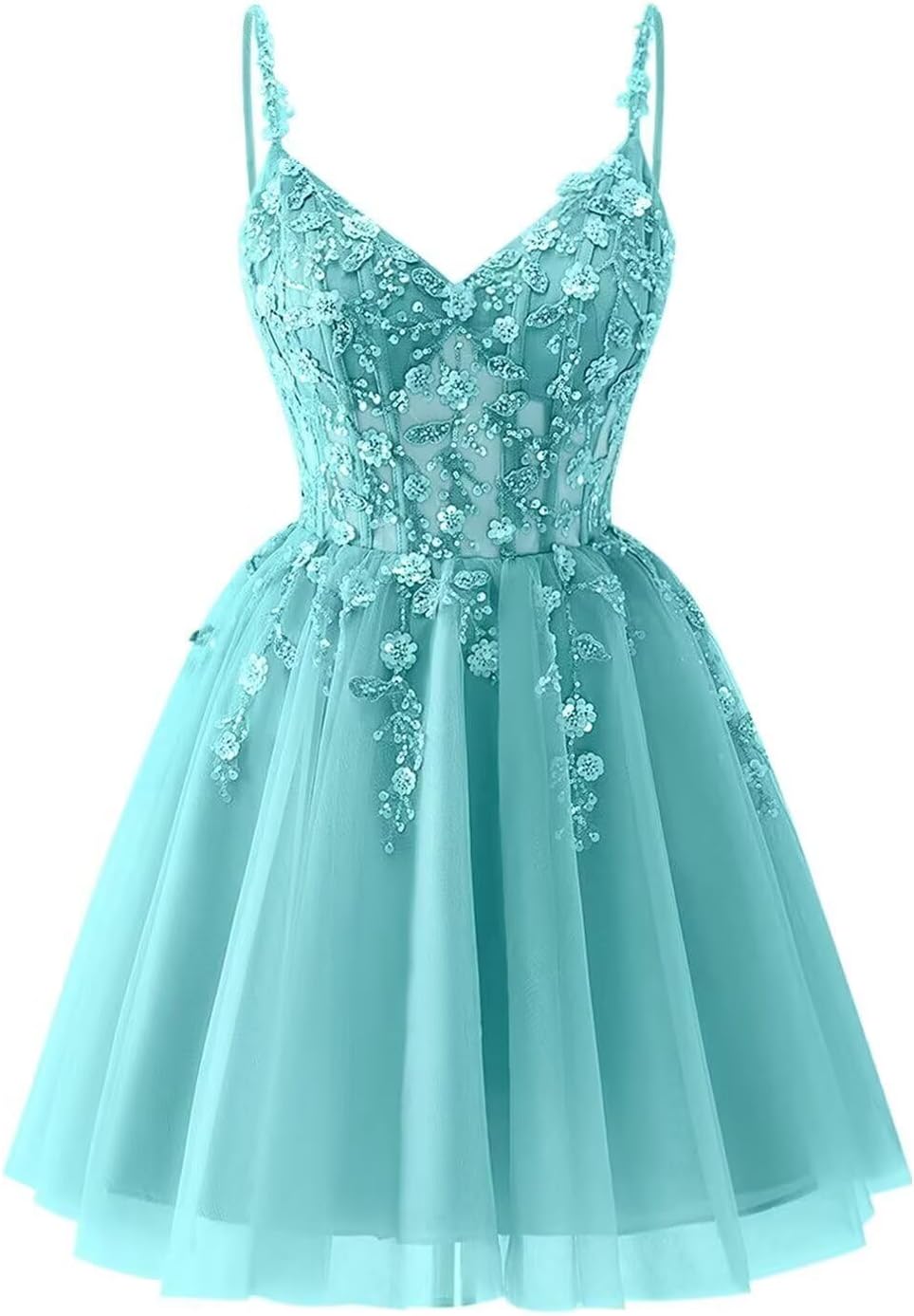 Lace Applique Tulle Homecoming Dresses for Teens Sparkly 3D Flower Short Prom Dress Sequin Quinceanera DAMA Dress