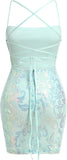 Women's Spaghetti Straps Sparkly Sequins Bodycon Mini Dress Party Nightclub Short Tight Sequin Homecoming Dresses for Teens