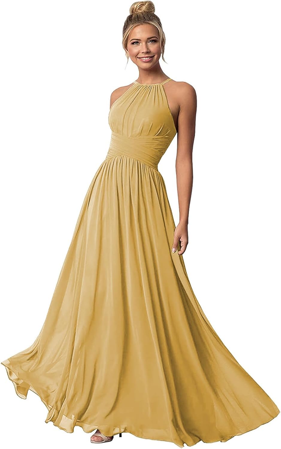 Women's Halter Bridesmaid Dresses Long Chiffon Formal Dresses Evening Party Dress 2026