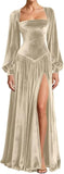 Kingbridal Gowns Long Sleeve Prom Dresses for Women 2027 Velvet Formal Dress with Slit Long A-line Evening Party Gowns