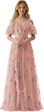 Fairy Tulle Junior Bridesmaid Dresses for Teen Girls Long Flower Embroidery Formal Prom Gown with Slit