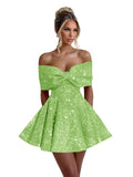Sparkly Sequins Homecoming Dresses for Teens with Bow 2027 Strapless Short Prom Dress Cocktail Gown