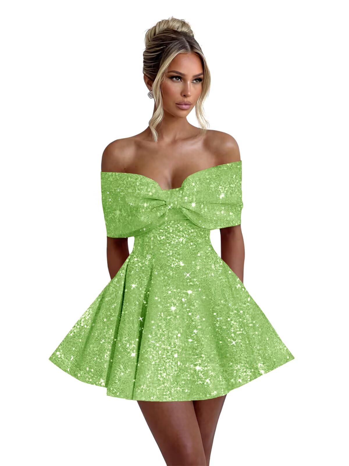 Sparkly Sequins Homecoming Dresses for Teens with Bow 2025 Strapless Short Prom Dress Cocktail Gown