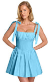 Spaghetti Straps Homecoming Dresses for Teens Satin A-line Short Prom Dress Pleated Cocktail Gowns with Pockets