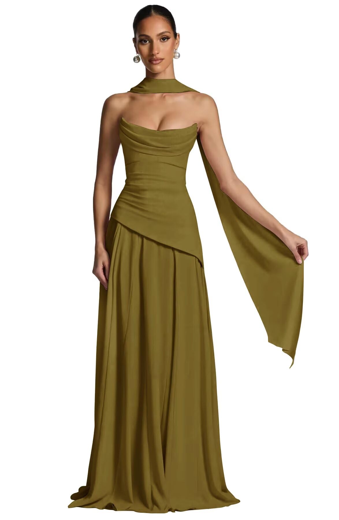 Kingbridal Strapless Bridesmaid Dresses with Scarf 2026 Long A-line Prom Formal Dress