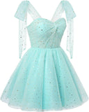 Sparkly Strarry Tulle Homecoming Dresses for Teens 2027 A Line Short Cocktail Party Gowns