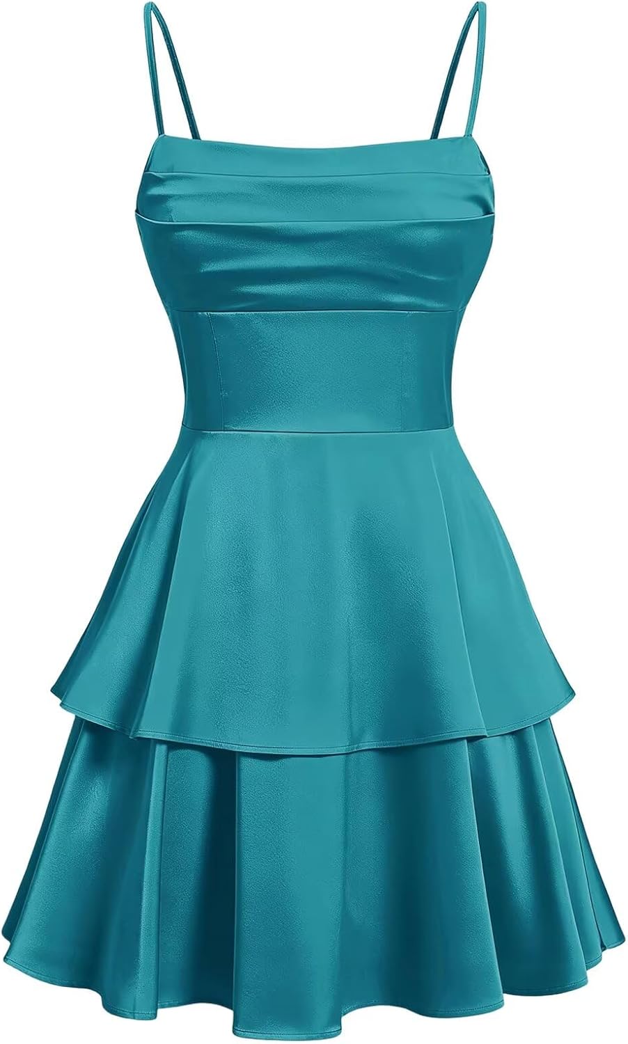 Tiered Satin Homecoming Dresses for Teens Short A Line Tight Spaghetti Strap Formal Cocktail Party Gown 2026