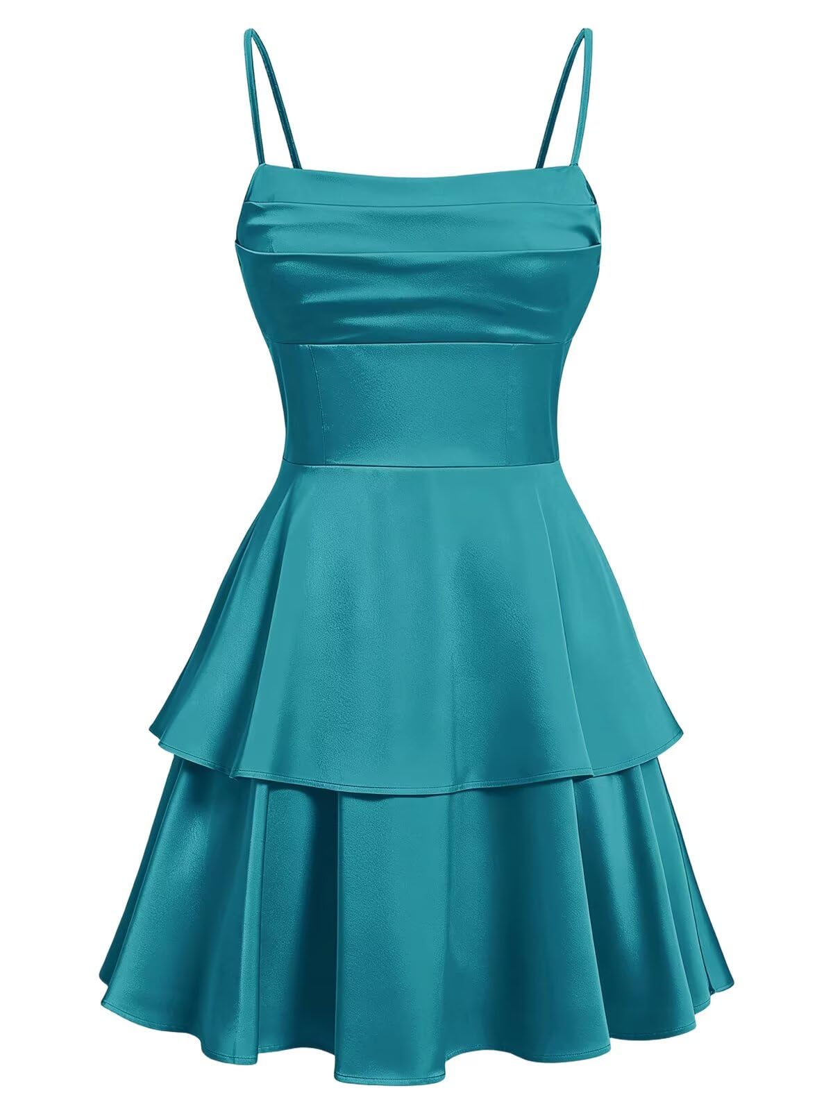 Tiered Satin Homecoming Dresses for Teens Short A Line Tight Spaghetti Strap Formal Cocktail Party Gown 2026