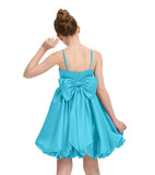 Satin Homecoming Dress for Girls Short Satin Flower Girl Dresses for Wedding Party Prom Gown with Bow