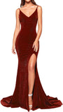 Women's Prom Dress Long High Slit Mermaid Formal Evening Gown for Wedding
