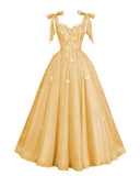 Glitter Tulle Prom Dress for Teens 3D Butterfly Long Ball Gowns Sequin Princess Quinceanera Dresses with Bow