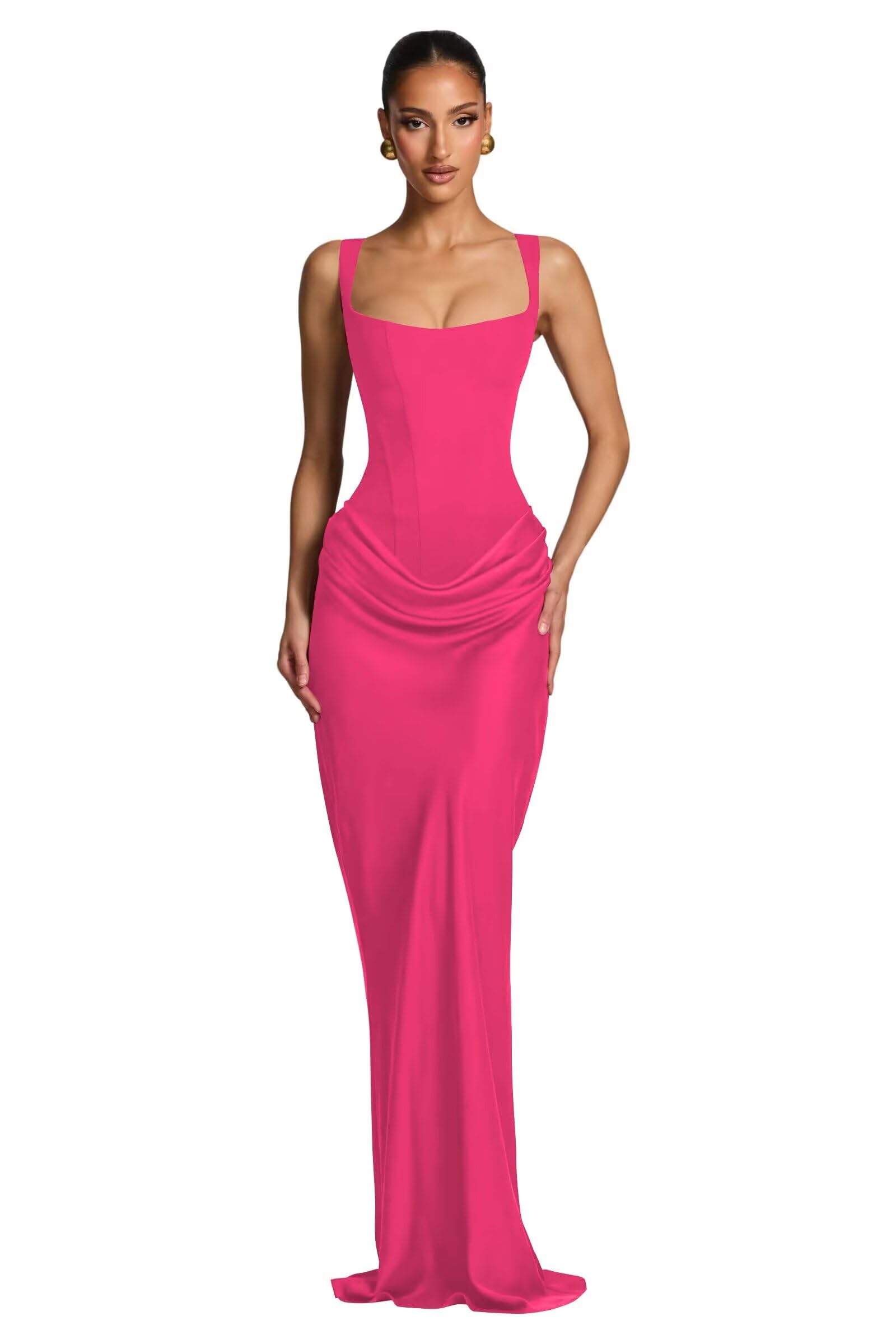 Mermaid Satin Prom Dresses for Women 2026 Spaghetti Strap Formal Dress Ruched Corset Evening Party Gowns