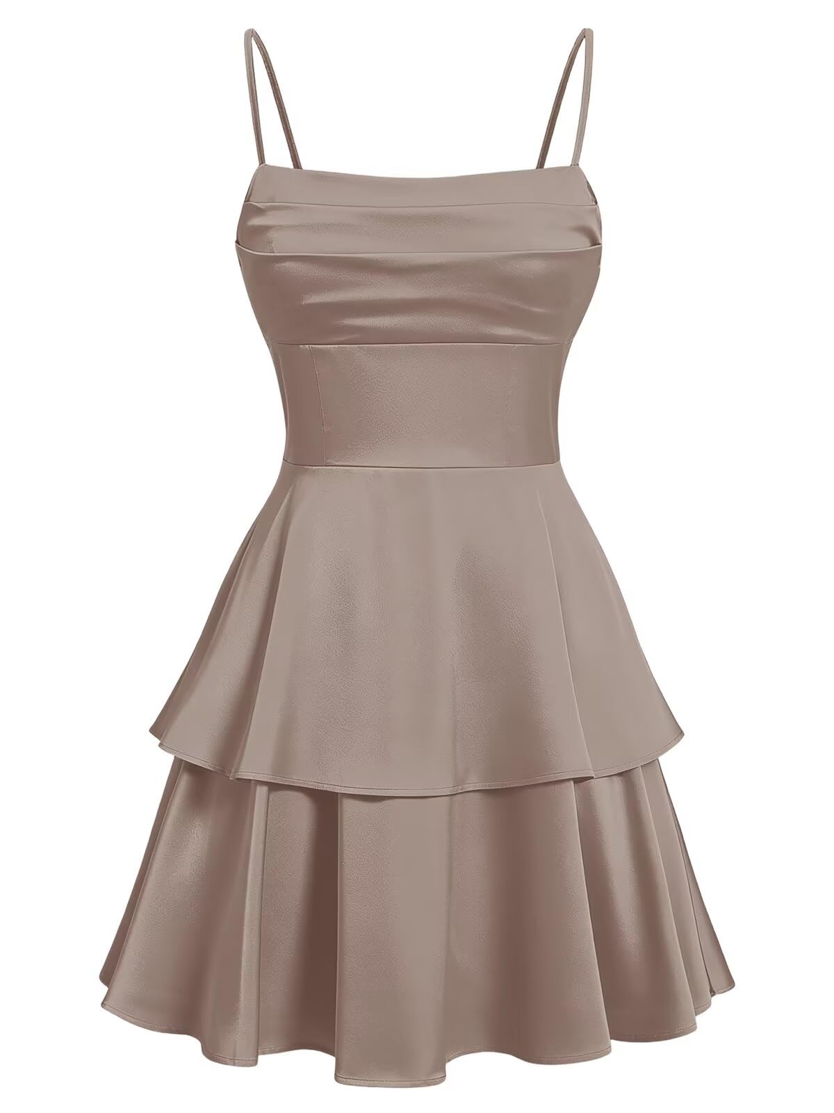 Tiered Satin Homecoming Dresses for Teens Short A Line Tight Spaghetti Strap Formal Cocktail Party Gown 2026