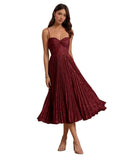 Floral Satin Midi Wedding Guest Dresses Pleated Tea Length Formal Evening Party Gowns
