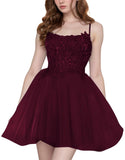 Tulle Homecoming Dresses Short Wedding Dresses 2026 Spaghetti Strap Prom Dress A Line Lace Applique Formal Party Gown