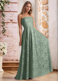 Jacquard Floral Prom Dresses Strapless Maxi Evening Gowns A-Line Ruched Formal Party Dress Elegant